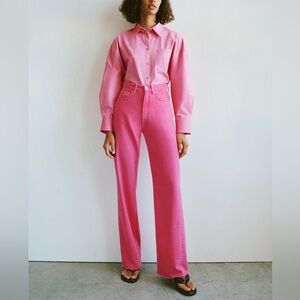 NWT pink wide leg jean